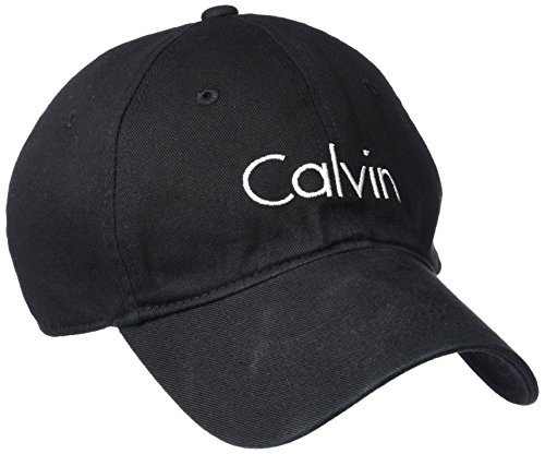Calvin Klein Men's Washed Twill Adjustable Baseball Cap, Black, One Size