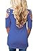 HOTAPEI V Neck T Shirts Women Casual Loose Open Shoulder Tops and Blouses Royal Blue Plus Size XXL