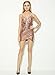 Azbro Stylish Sequin Cut Out Bodycon Dress, Nude S