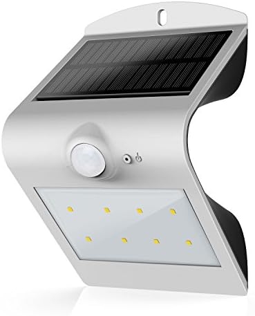 Honesteast Solar Wall Lights Outdoor Solar Powered Motion Sensor Security Light (Silver)