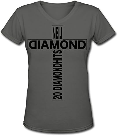 Women's Diamond Crucifix 100% Cotton V Neck Short Sleeve T-Shirt DeepHeather Size M