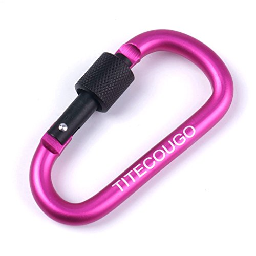 TITECOUGO 4 PCS Aluminum Alloy D-Ring High Strength Carabiner Key Chain Clip Hook For Camping Hiking outdoor (Not for Climbing) Pink Black
