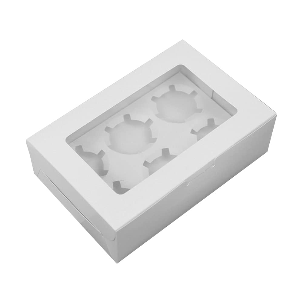 Cupcake Boxes, 20 Pack Bakery Cupcake Containers, Cookies Container For Muffins, with Observation Window And Removable Inner Support, for Cookies, Cupcakes, Pastry Packaging, Muffins (6 Hole)
