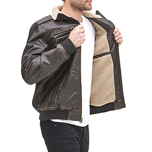 Levi's mens Vintage Deer Sherpa Lined Aviator Bomber Faux Leather