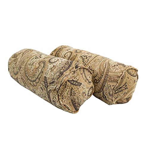 20-Inch By 8-Inch Double-Corded Patterned Jacquard Chenille Bolster Pillows With Inserts (Set Of 2)  9814-Cd-S2-Jch-Co-35