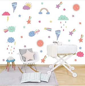 Nube de dibujos animados gota de lluvia etiqueta de la pared lindo