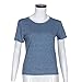 GONKOMA Women Summer Solid Color Short Sleeve T-shirt Fashion Casual Blouse Top (S, Blue)