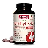 Jarrow Formulas Maximum Strength Methyl B-12 5000 mcg, Dietary Supplement for Cellular Energy Production and Brain Health Support, 60 Cherry-Flavored Chewable Tablets, 60 Day Supply