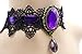 ETERNITY J. Retro Handmade Craft Lace Royal Court Vampire Choker Gothic Necklace Purple Pendant Chain