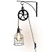 Rustic State Industrial Pulley Design Black Wall Sconce Pendant Lamp Kit with Wire Cage Shade, Iron Bracket, Pulley, 10