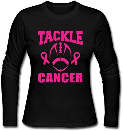 Womens Tackle For A Cure Football Breast Cancer Cotton Comfort Long Sleeve T-Shirt Crew-Neck