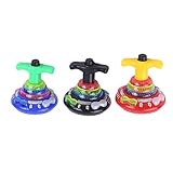 Yeahibaby 3-Pack LED Light Up Flashing UFO Spinning Tops Flashing Music Gyro(Random Color)