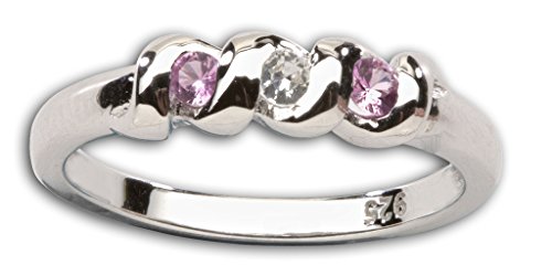 Sterling Silver Baby Ring with Twisted Band and Pink/White CZ's