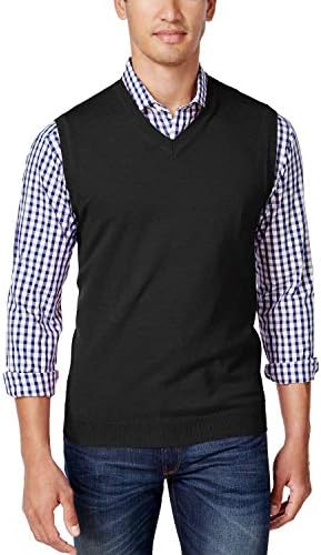 FISOUL Mens Slim Fit Basic Plain Knit V-Neck Pullover Sweater Vest