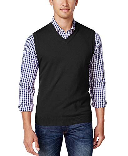 FISOUL Mens Slim Fit Basic Plain Knit V-Neck Pullover Sweater Vest