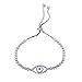 Mystical Evil Eye Adjustable Bracelet in .925 Sterling Silver & Cubic Zirconia