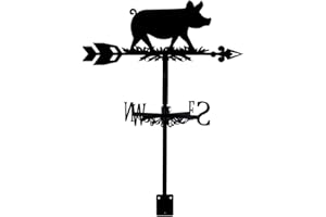 SUPERDANT Farm Pigs Weathervane Roof Garden Direction Sign Wrought Iron Direction Signs Wind Vane for Outdoor Iron Roof Garden Outdoor Yard Decoration