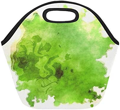 Insulated Neoprene Lunch Bag Paint Watercolour Watercolor Ink Stain Blot Large Size Reusable Thermal Thick Lunch Tote Bags For Lunch Boxes For Outdoors,work, Office, School