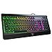 VicTsing RGB Gaming Keyboard with All-Metal Panel，Usb Wired Keyboard with Ergonomic Wrist Rest, Ultra-Slim, Spill-Resistant Rainbow LED Backlit Keyboard for Desktop, Computer - Black