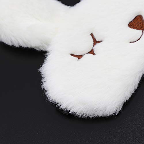 ZTL Cute Animal Eye Mask Soft Plush Sleep Masks for Women Girls Home Sleeping Traveling (White Rabbit) - Thumbnail 4