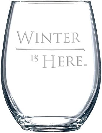 Winter is Here 15 ounce stemless wine glass