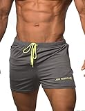 Men's Fitted Shorts Bodybuilding Workout Gym Running Tight Lifting Shorts Pants, Large, Charcoal Grey