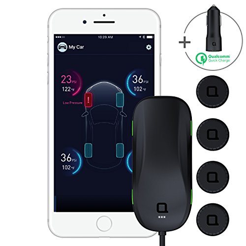 nonda ZUS Smart Tire Safety Monitor & Smart Car Charger Bundle, World's First Slow Leak Detection with AccurateTemp Technology, Real-Time Tire Pressure & Temp Data, App Enabled TPMS & Car Charger