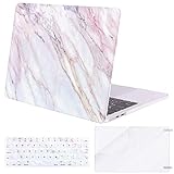 MOSISO MacBook Pro 13 inch Case 2019 2018 2017 2016 Release A2159 A1989 A1706 A1708, Plastic Pattern Hard Shell & Keyboard Cover & Screen Protector Compatible with MacBook Pro 13, Pink Marble