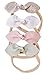 California Tot Rabbit Ears Faux Leather Bow–Super Stretch Nylon Headbands for Baby Toddler Girls, Set of 4 (Desert Bloom)