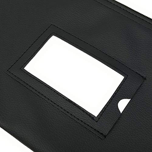 Money Bank Deposit Bag with Zipper | 11x6 inch | Durable Leatherette Money Cash Coin Check Wallet Pouch for Men & Women with Framed ID Window and Blank Card | by GIDABRAND (1)