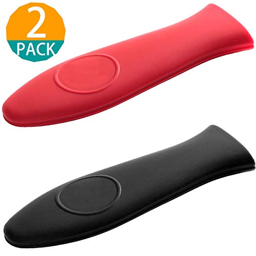 Cast Iron Handle Cover, 2 Pack 5.8 Inches Long Hot Handle Holder Covers Heat-Resistant for Cast Iron Skillets 10.5 inches and up, such as L8SK3, L10SK3, L8GP3, L8SGP3, LCC3, L9OG3 (Black, Red) - Thumbnail 6