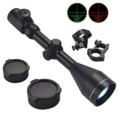 XAegis Tactical 3-9×56 Red & Green Mil-dot Illuminated Optics Sight Hunting Air Rifle Scope with 2 Mounts & Lens Cover + Free Mounts