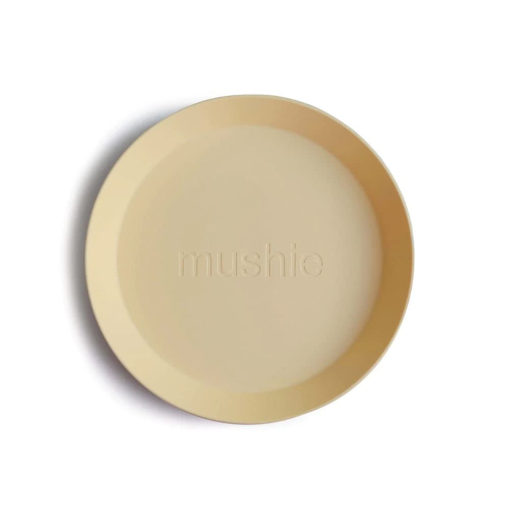 Mushie Dinnerware Plates for Kids | Tableware Set of 2 | Reusable BPA Free | Dishwasher & Microwave Safe | Made in Denmark | Round (Pale Daffodil) — image 1