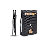 TRAVANDO Slim Wallet with Money Clip SEATTLE RFID Blocking Card Mini Bifold Men (Carbon)