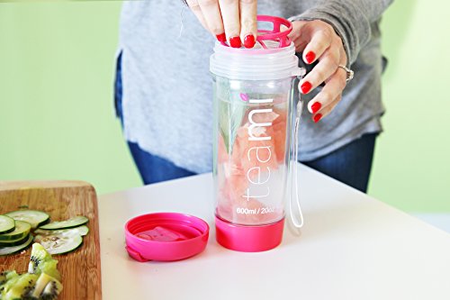 FRUIT INFUSER Water Bottle Tumbler with a Lid | 100% BPA FREE | Our Best Infusion Bottles for Infused Fruit, Smoothies, Tea, and Coffee | Double Walled Mug, Hot & Cold (13.5 Ounces, Pink)