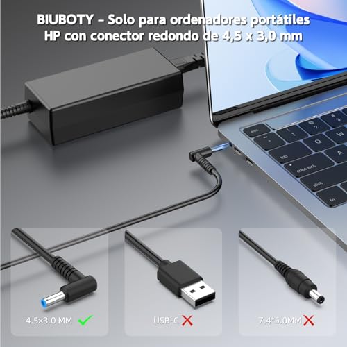 BIUBOTY Charger 45W 19.5V 2.31A Adapter Compatible with HP Pavilion X360 11 13 15 Elitebook 840 830 850 Probook 430 440 450 455 470 G3-G8 Stream 14 741727-001 PC Computer Power 0 .177 * 3mm