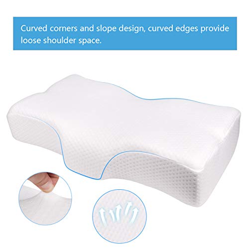 Memory Foam Pillow Neck Support Pillow for Sleeping Ergonomic Contour Pillow for Side Back and Stomach Sleepers Anti Snore for Men Women