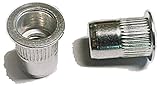 25 pcs 1/4-20 flat head ribbed body aluminum rivet nuts LFA-14165R … …
