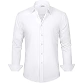 WYWK Men's Dress Shirt Slim Fit Long Sleeve Solid Button Down Shirts for Men Business Wedding