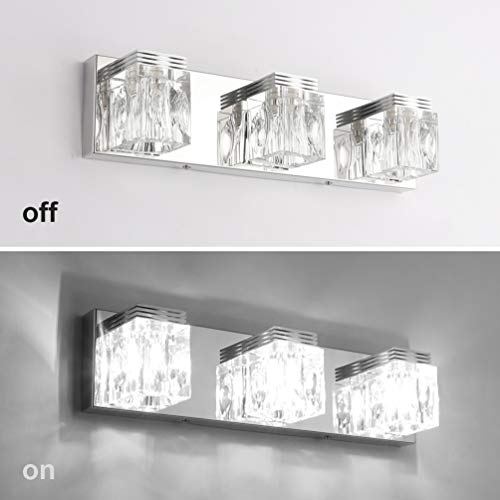 RALBAY LED Modern Bathroom Vanity Lights 3 Lights Crystal Glass