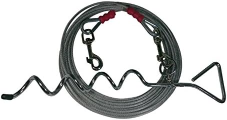 Dog Tie Out Cable with Ground Stake Corkscrew FGR-SD Choose Your Length