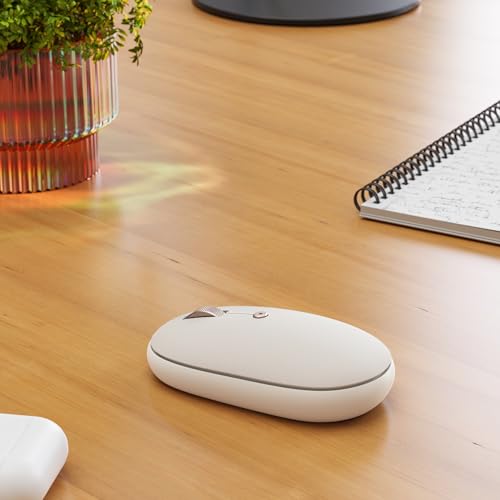 SATECHI OntheGo™ Wireless Mouse, USB-C Recharge, Bluetooth Up to 3 Devices, Adjustable DPI, Elegant Ergonomic Mouse for MacBook, Laptop, iPad and More - Beige