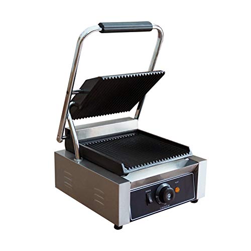 Proshopping 1800W Commercial Electric Sandwich Press Grill, Large Stainless Steel Panini Maker, Non Stick Panini Press Griddle Machine, Grooved Plates, 110V - for Paninis, Hamburgers, Steaks, Bacons
