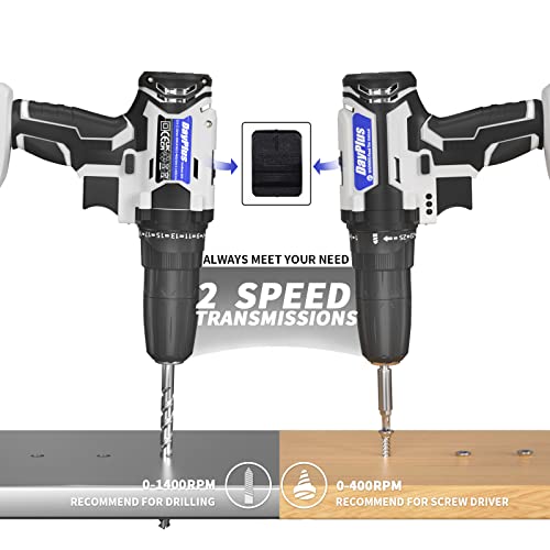 Cordless Power Drill Set Electric Screwdriver Drill Set with 2-Variable Speed, 25+1 Torque with Led Light,21V Li-ion Battery&Fast Charger,3/8