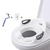 Potty Training Seat for Kids Boys Girls Toddlers Toilet Seat for Baby with Cushion Handle and Backrest Toilet Trainer for Round and Oval Toilets (White)