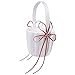 SODIAL(R) Double Heart Wedding Flower Girl Basket White Satin Rhinestone Decor Red Wedding Ceremony Party Favor