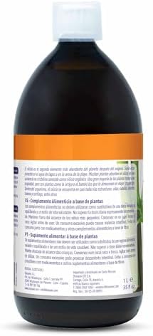 Silício Orgânico Precursor do Colagénio | Mineral Essencial para a Estrutura Celular | Ossos e Articulações |Urtiga Verde & Bambu | Assimilação Fácil, 6100 mg por dose, 1000 ml = 33 dias