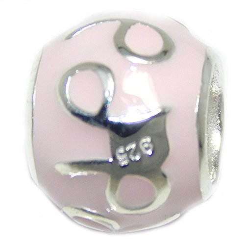 Pro Jewelry 925 Solid Sterling Silver Light Pink Barrel with Cancer Zodiac Sign Charm Bead