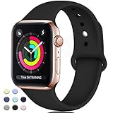 Rabini Compatible with Apple Watch Band 40mm 38mm, Replacement Accessory Sport Band for iWatch Apple Watch Series 5, Series 5, Series 4, Series 3, Series 2, Series 1, Black, M/L