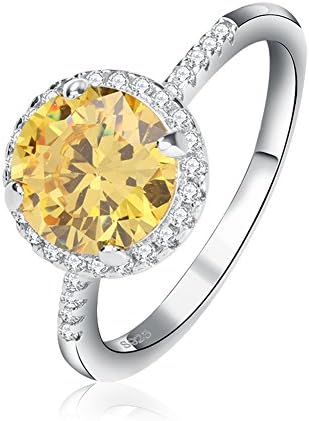 orsa jewels Charming Platinum Plated 2 ct.Round Citrine Silver Ring With Cluster Setting AAA Austrian CZ for Anniversary